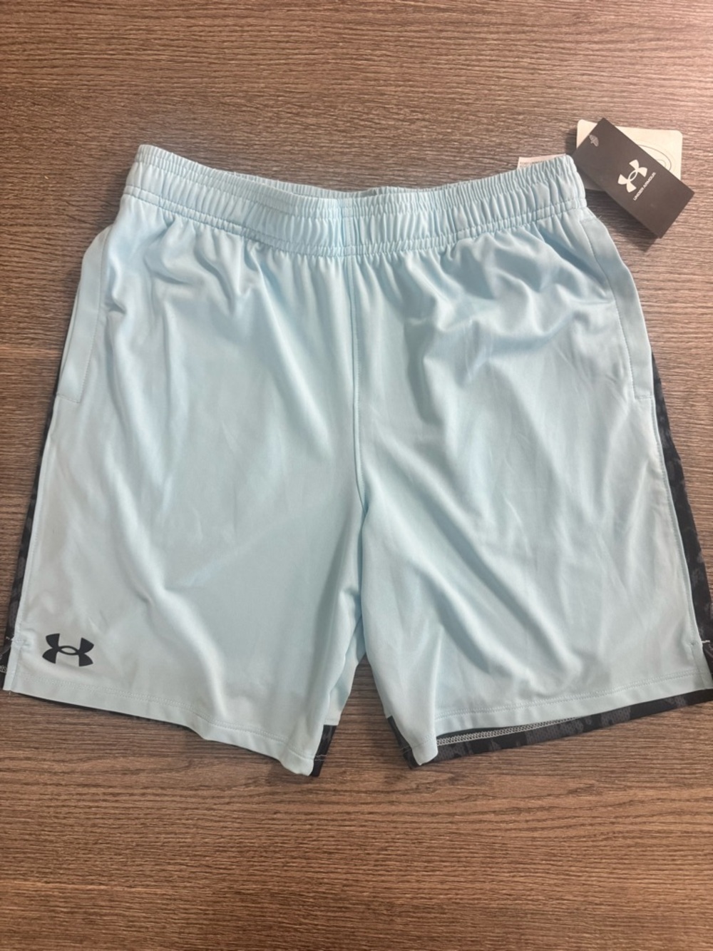 Under Armour Youth Boys UA Tech Vent Print Blocked Shorts Size L Stream